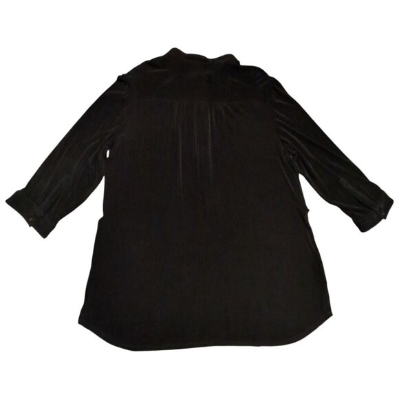 Chico's Travelers Tunic Black Button-Front Mandarin Collar Shirt Size 3 US XL 16 - Picture 2 of 9